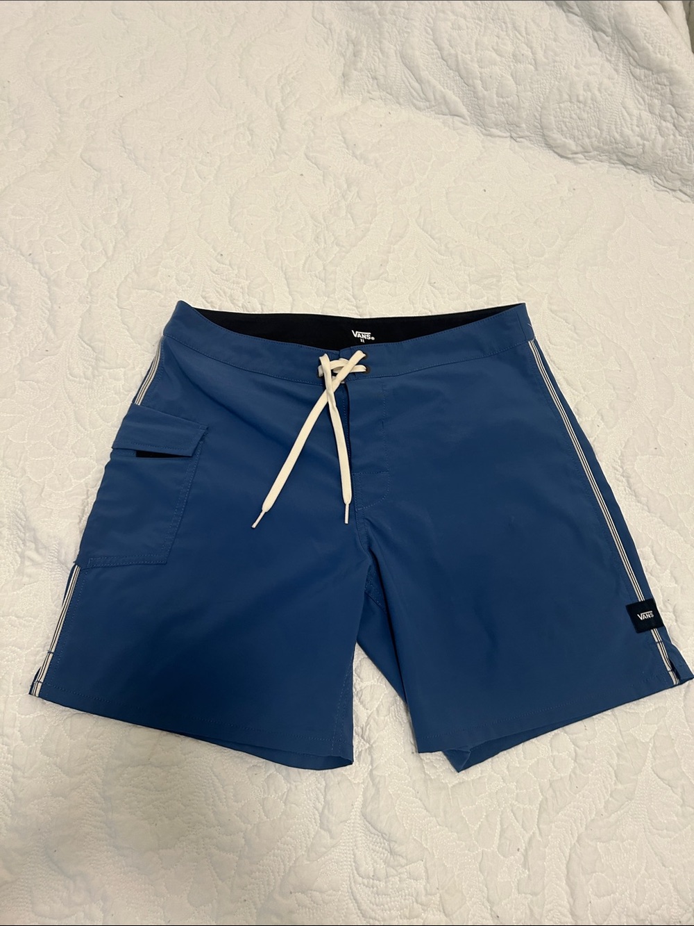 Vans Men's Navy Blue Boardshorts with White Drawstring